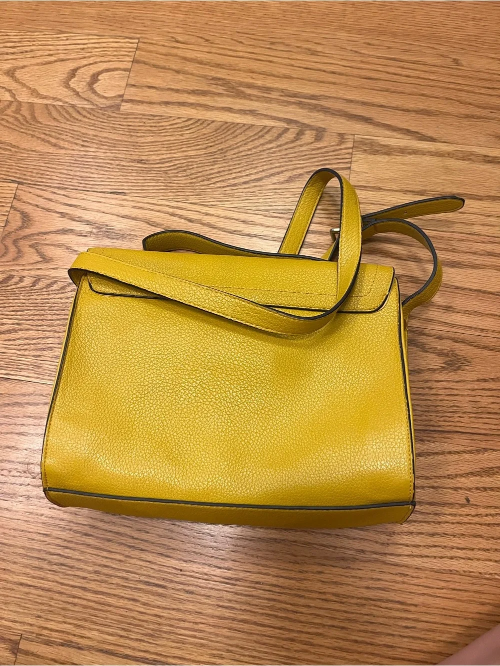 Yellow Leather Crossbody with Front Zip Pockets